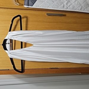 White 3 button neck halter dress